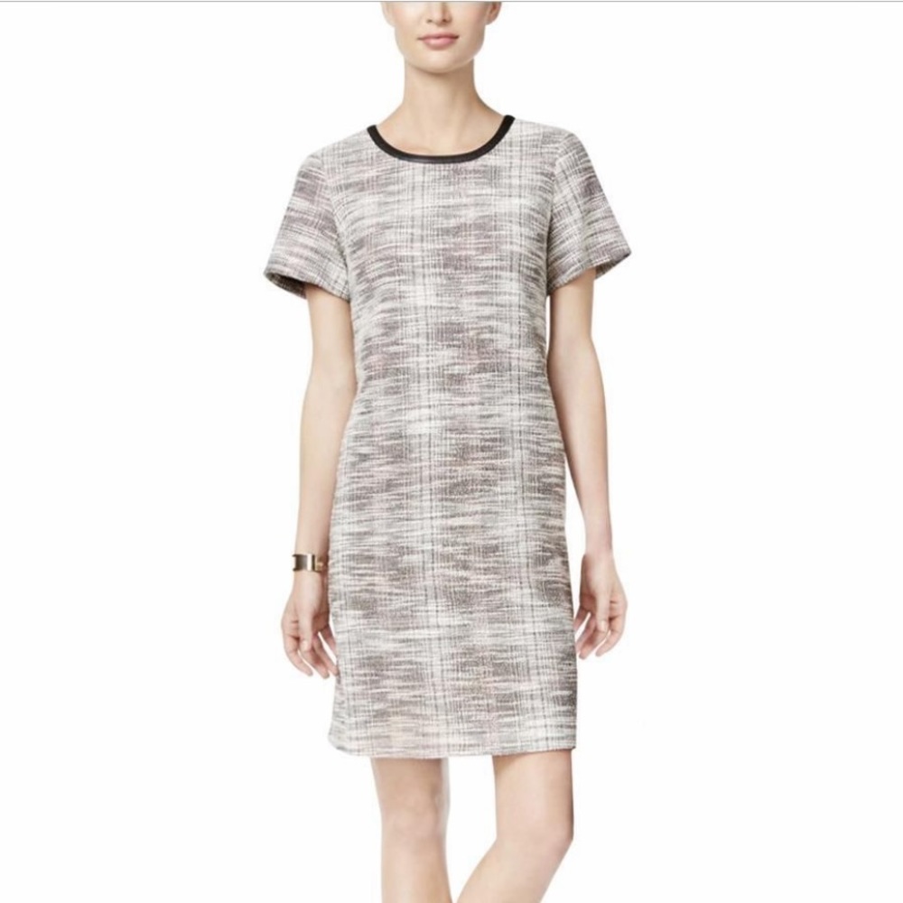 Tommy Hilfiger tweed dress with faux leather 10